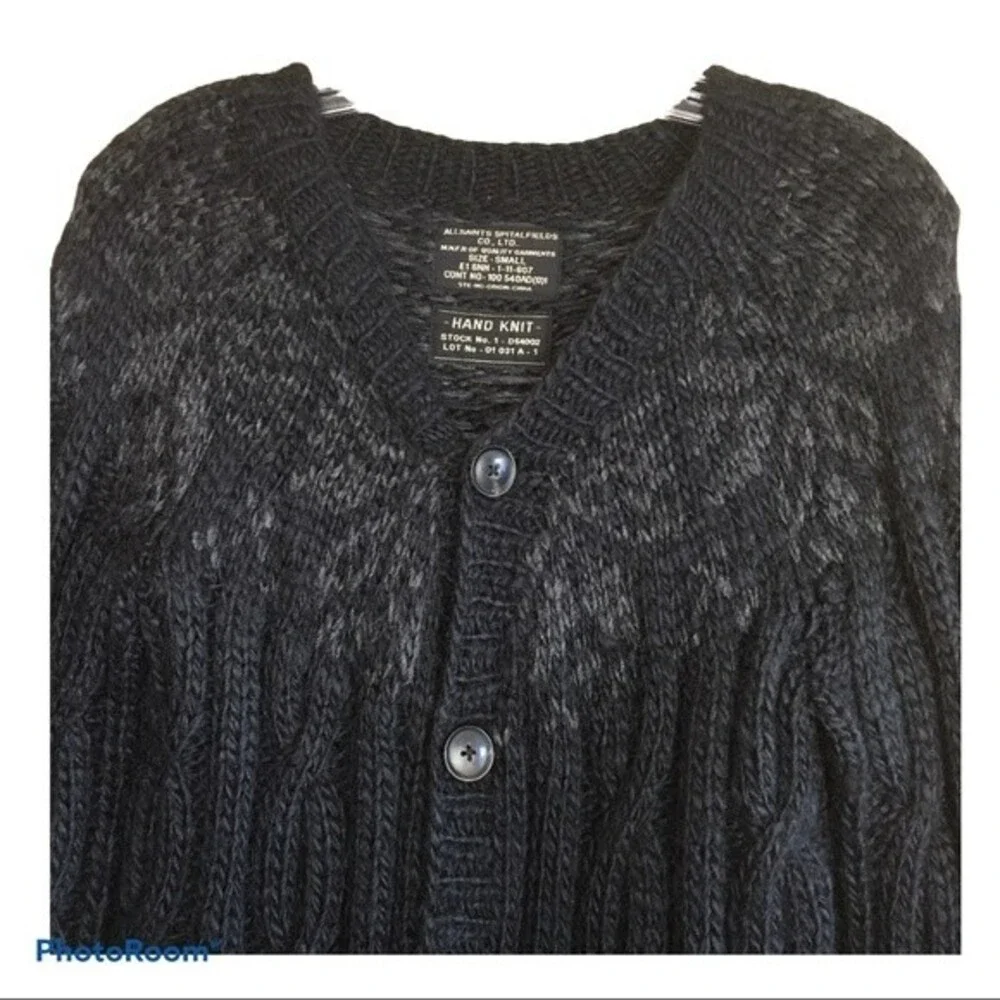 ALLSAINTS SPITALFIELDS Chunky Knit Button Down Norwegian Inspired Cardigan Sz.S